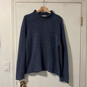 Blue knit half turtle neck sweater